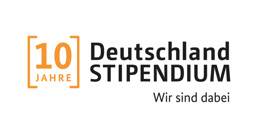 Logo 10 Jahre Deutschlandstipendium - wir sind dabei