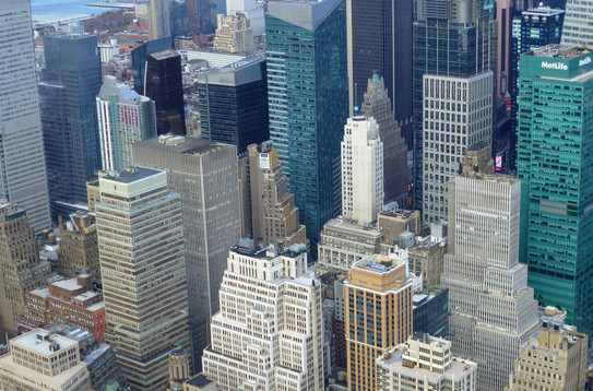 New York City New Yorker Skyline von oben.