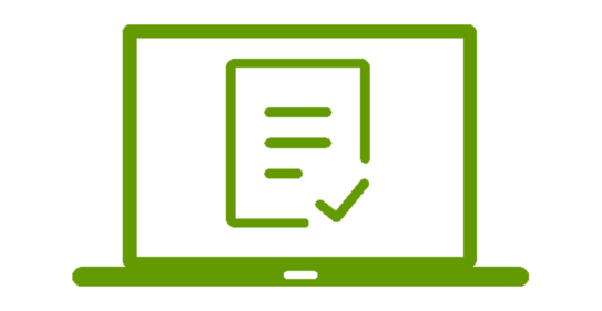 Icon digitale Prüfung Bildschirm mit dem Symbol einer Checkliste mit Haken